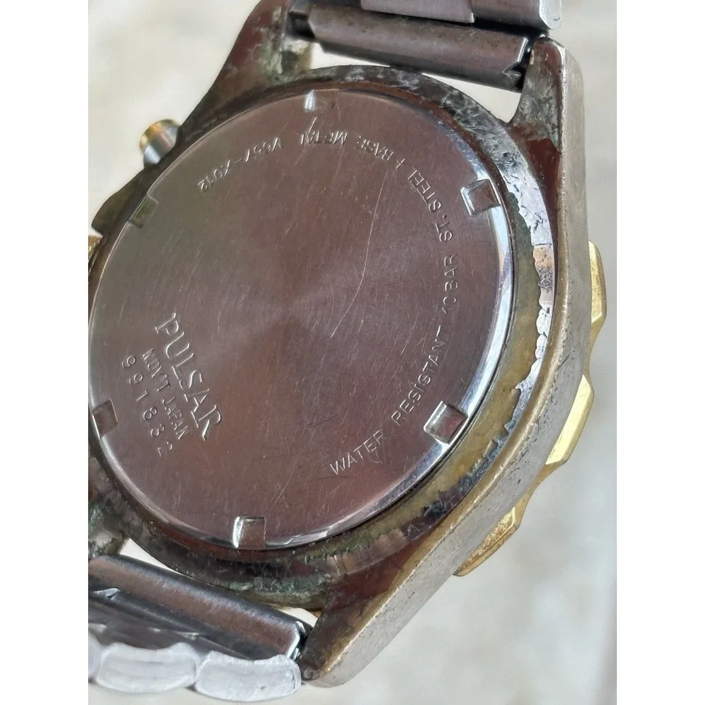 ⭐️Vtg TWO TONE CHRONOGRAPH MEN'S WATCH 